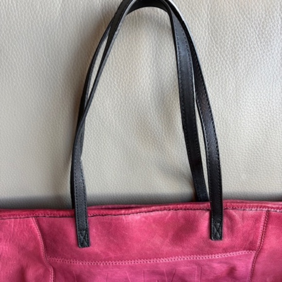 L.A.M.B. by Gwen Stefani real leather large shoulder tote bag raspberry red - Picture 3 of 16